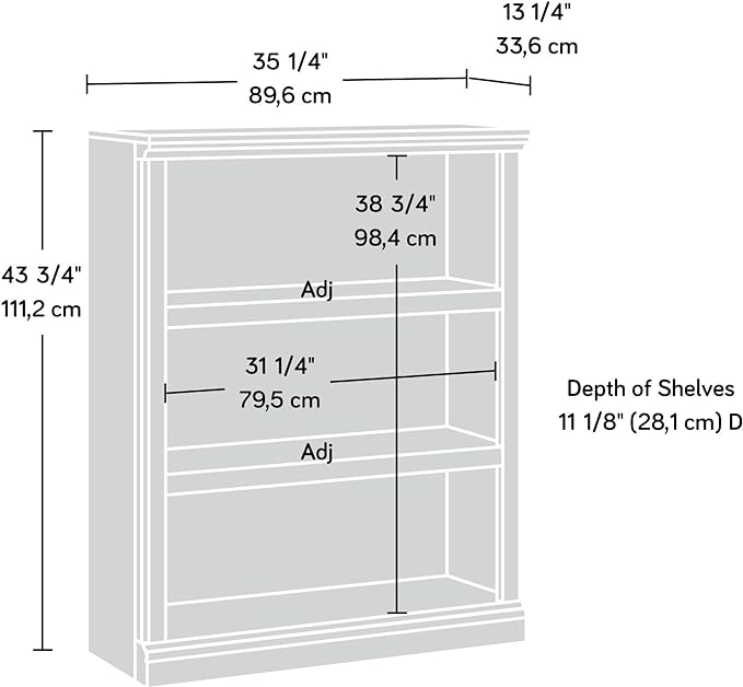 Sauder Miscellaneous Storage 3-Shelf Bookcase/ Book Shelf, Lintel Oak finish - Image 3
