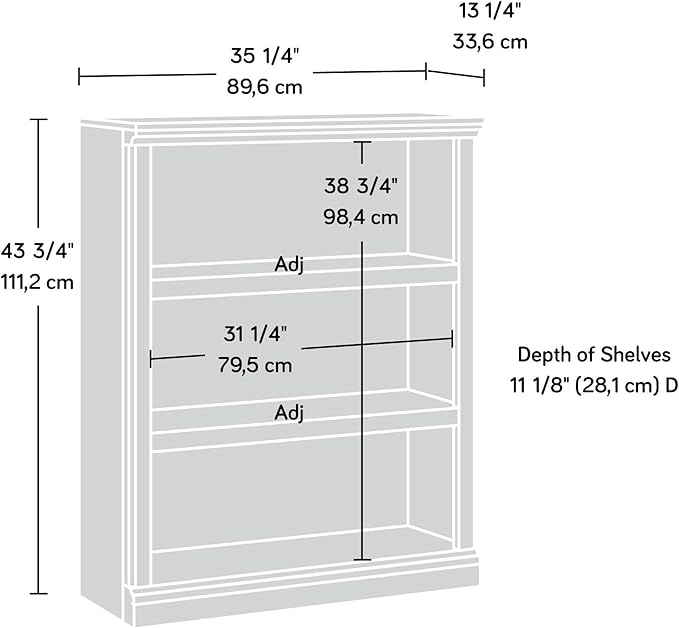 Sauder Miscellaneous Storage 3-Shelf Bookcase/ Book shelf, Oiled Oak finish - Image 3
