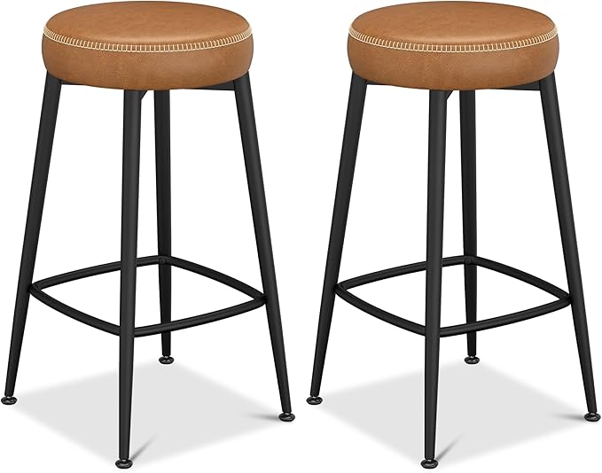 Counter Height Bar Stools, Upholstered Faux Leather Kitchen Counter Stools by ErdoruLiving
