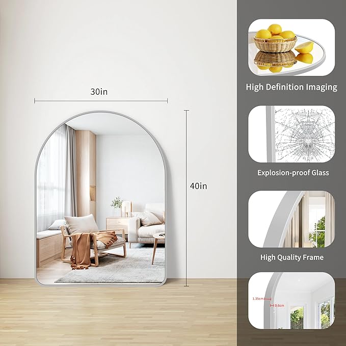 FORBATH Arched Bathroom Mirror 40x30 Inch, Arched Mirror - Image 7