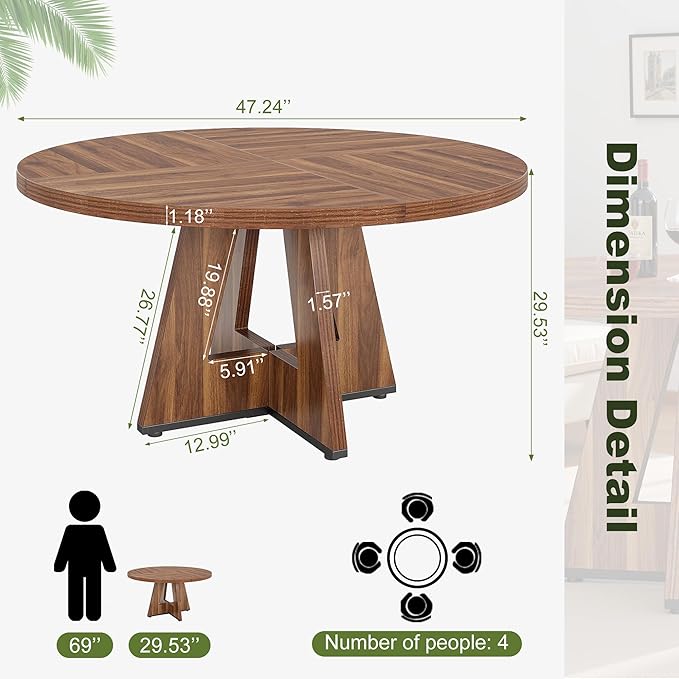 NicBex 47-Inch Round Dining Table - Image 2