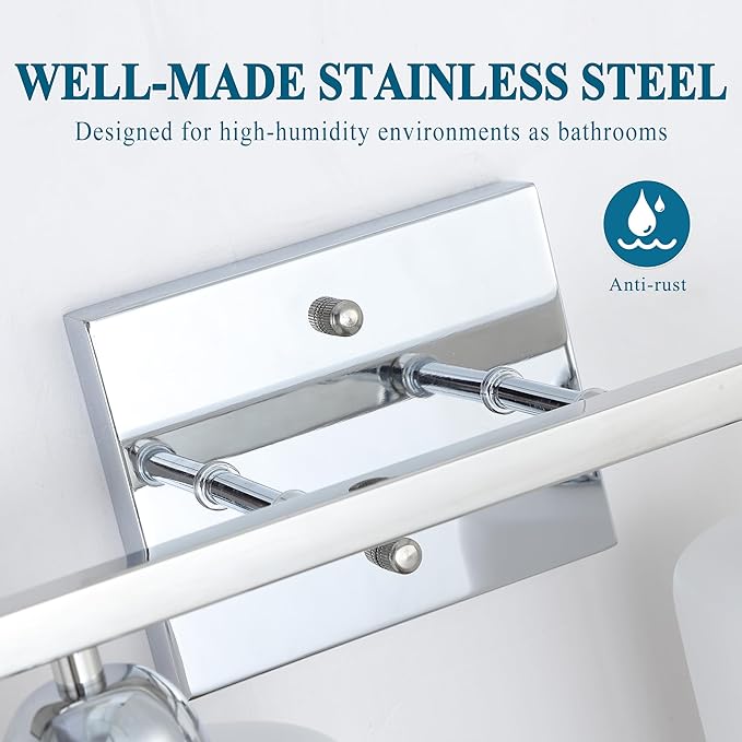 Stainless Steel Milk Glass Vanity Lights - Image 3