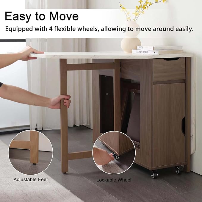 Foldable Space Saving Dining Table Extendable, Folding Dining Table - Image 8