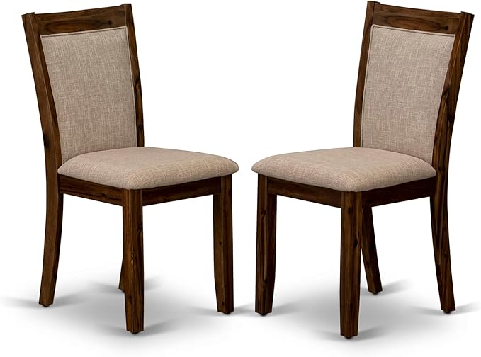 F2MZ7-50N-04 7-Pc Wooden Dining Set Includes a Pedestal Table and 6 Light Tan - Image 4