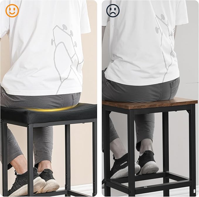 HOOBRO Bar Stools, Counter Height Bar Stools, Saddle Stools, 24.8" Barstools - Image 5