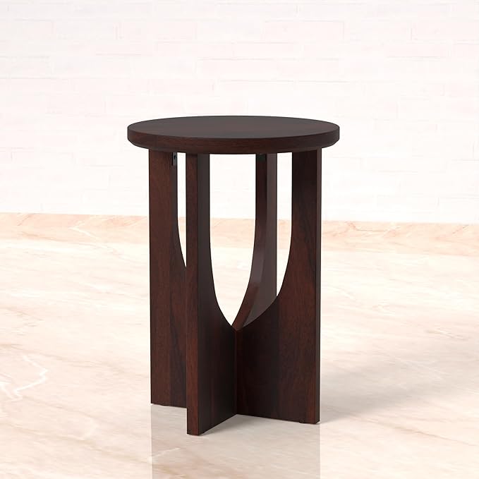 Relso Stupa Solid Wood End Table – 22" Tall Round Side Table - Image 8