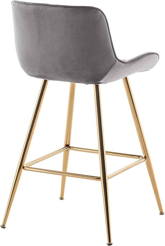 Sidanli Gold Bar Stools, 24” Velvet Barstools, Kitchen Chairs Set of 2 - Image 9