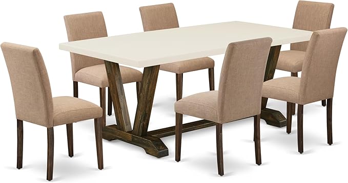 East West Furniture V727AB747-7 7 Piece Modern Dining Table Set Consist of a by EastWestFurniture