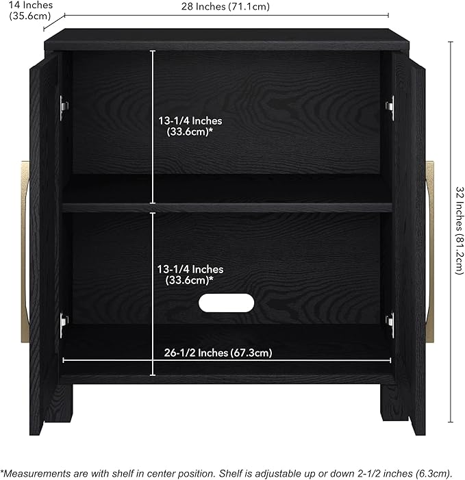 Henn&Hart 28" Wide Rectangular Accent Cabinet in Natural Black, - Image 3