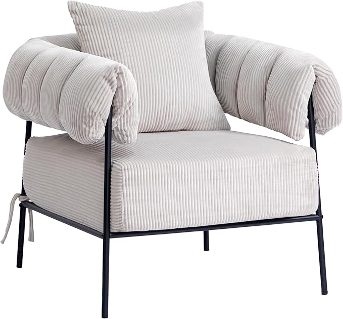 HollyHOME Modern Velvet Accent Chair, Upholstered Comfy Reading Chair, Fabric by HollyHOME