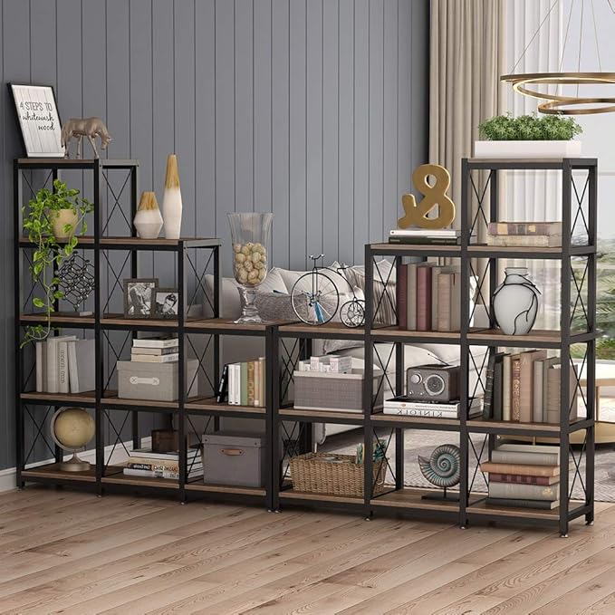 Tribesigns 12 Shelves Bookshelf, Industrial Ladder Corner Bookshelf 9 Cubes - Image 3