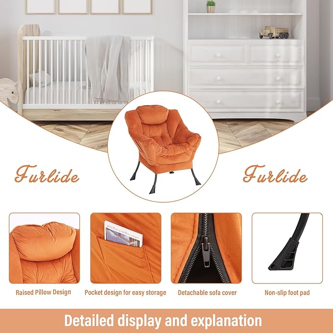 Lazy Chair with Ottoman, Modern Chair with Folding Footrest, Lounge Accent Chair - Image 3