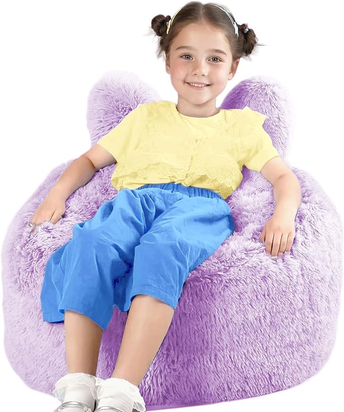 Bean Bag Chair for Kids with Plush Faux Fur Cover, 2.5FT Memory Foam Filled by Unknown