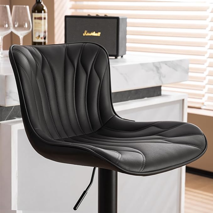 YOUNUOKE Bar Stools Set of 2 Black Barstools Adjustable Counter Height Stools - Image 10