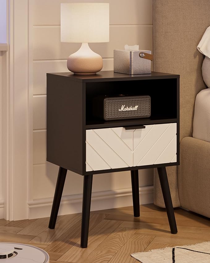 Nightstand, Bedside Table with Gold Frame, Modern Bedside Furniture, End Table - Image 5