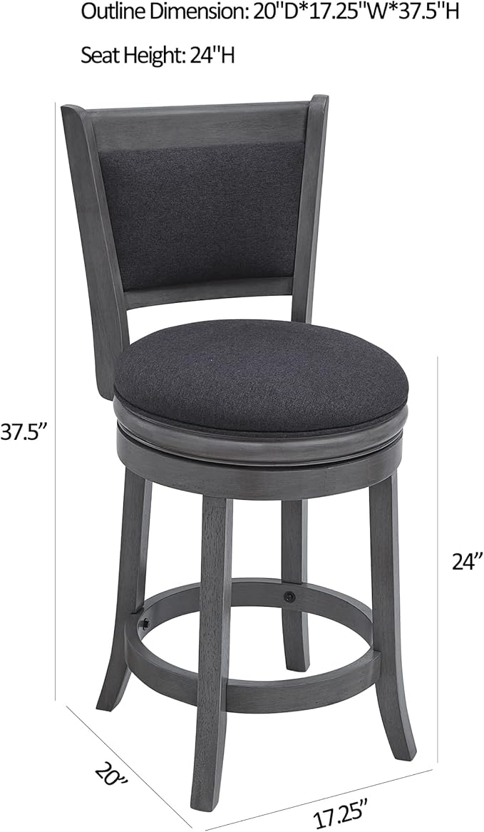 Ball & Cast Upholstered Swivel Counter Stools Kitchen Bar Stools 24" Seat - Image 3