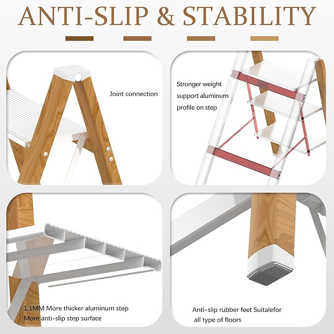 Lightweight Folding Step Ladder Household, Aluminum 4 Step Ladder Foldable - Image 2