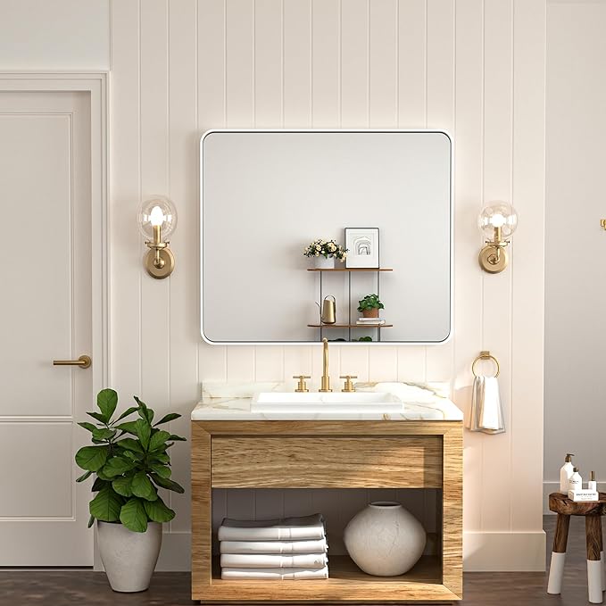 Keonjinn White Bathroom Mirrors - Image 9