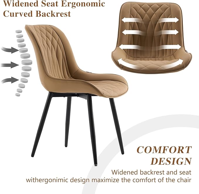 YOUNIKE Tan Dining Chairs Set of 2 - Image 3