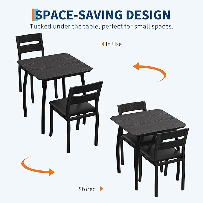 GAOMON Dining Table Set for 2, 3 Piece Small Kitchen Table and 2 Upholstered - Image 3