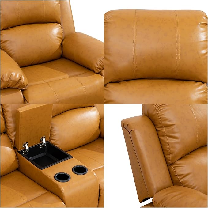 Loveseat Recliner Sofa, Reclining Loveseat Leather Couch - Image 4