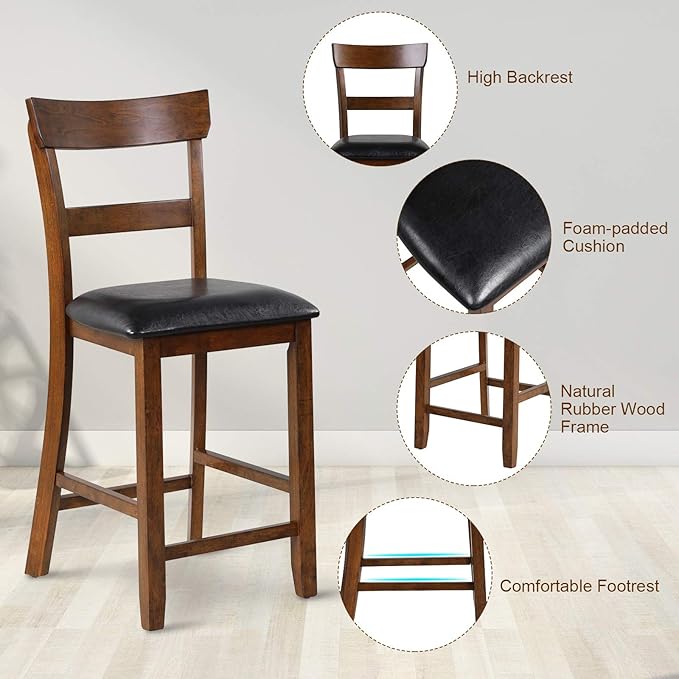 COSTWAY Bar Stools Set of 2, 25.5-Inch Counter Height Chair - Image 8