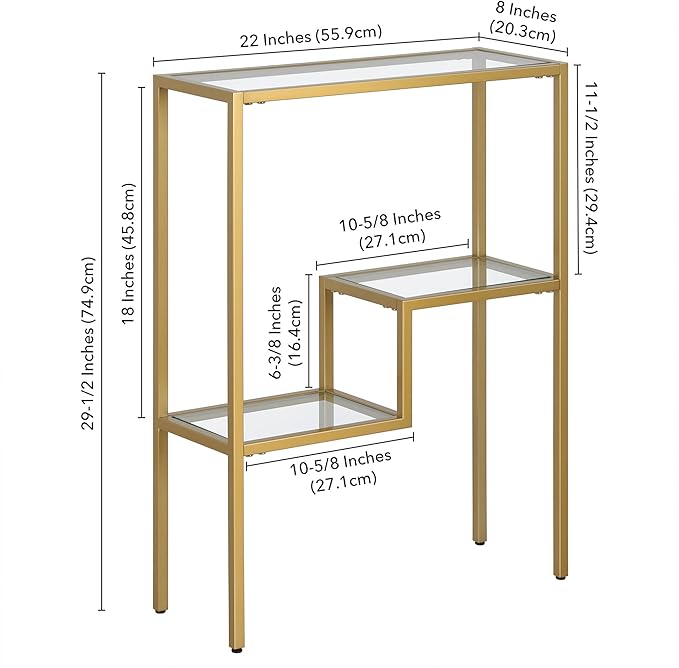 Henn&Hart 22" Wide Rectangular Console Table in Brass, Entryway Table, Accent - Image 3