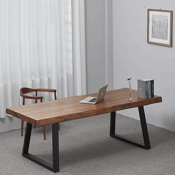 Pine Computer Desk, Modern Solid Wood Home Office Desk, Long Rural Farmhouse by Unknown