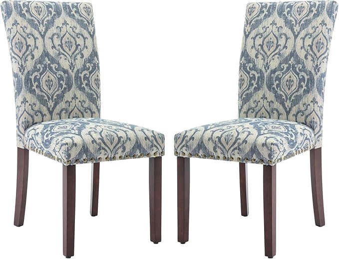 COLAMY Upholstered Parsons Dining Chairs Set of 2, Fabric Dining Room Kitchen by COLAMYINC