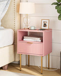 Masupu Nightstand with Charging Station, Mid-Century Modern Bedside Table with by Masupu