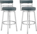 Armen Living Madrid 30" Seat Height Swivel Modern Blue Faux Leather and Brushed by ArmenLiving