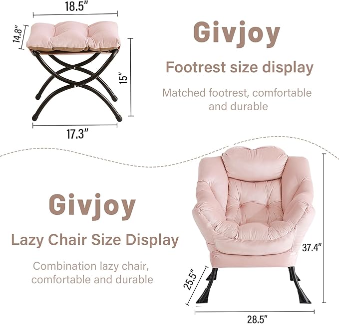 Lazy Chair and Ottoman, Large Accent Lounge Chair - Image 3