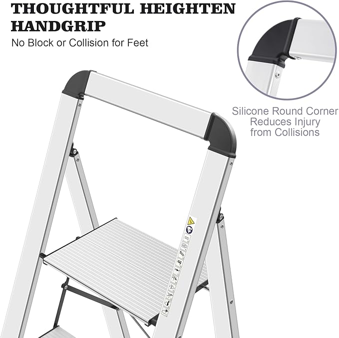 KINGRACK Aluminium 4 Step Ladder, Lightweight Step Stool - Image 4
