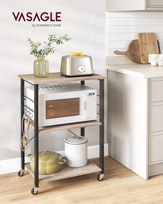 VASAGLE Kitchen Shelf on Wheels, Serving Cart - Image 2