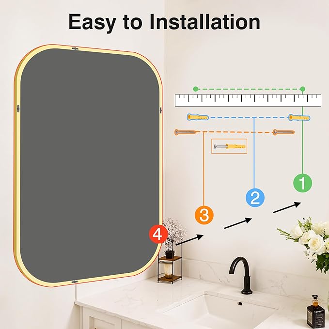 Bathroom Mirrors for Over Sink, 26x38 Gold Vanity Mirror for Bathroom Sink - Image 9