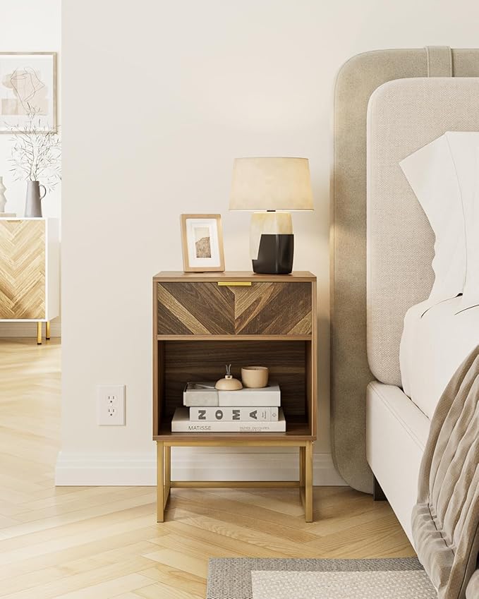 Nightstand, Boho Night Stand Wood Farmhouse Bedside Table - Image 8