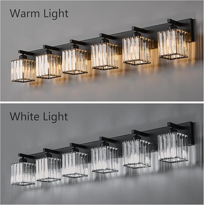 Modern Black Crystal Bathroom Vanity Light - Image 2