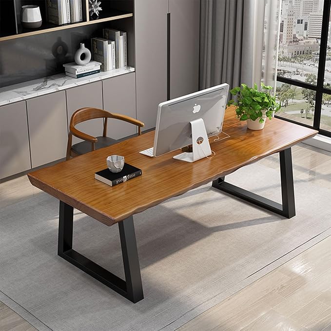Solid Wood Administrative Computer Desk by Unknown