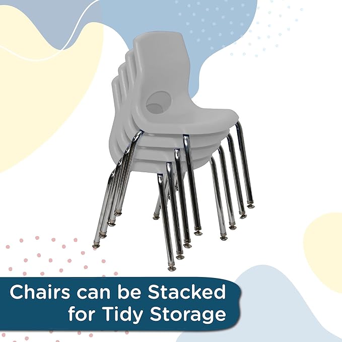 Children’s Factory MyPosture 14" H Child Chair, 4 Pack, AB8014GYC4, Daycare or - Image 4