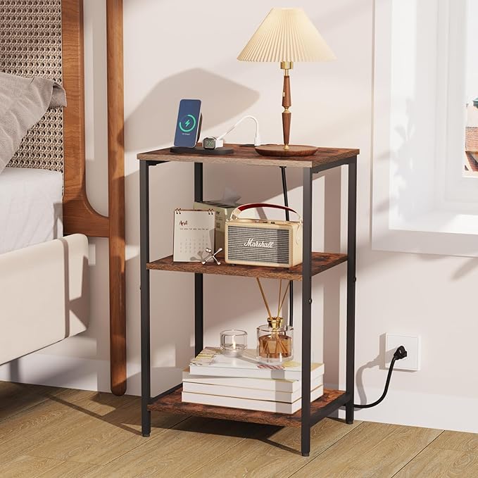 X-cosrack Side Table with Charging Station, End Table with USB Ports and Outlets - Image 6