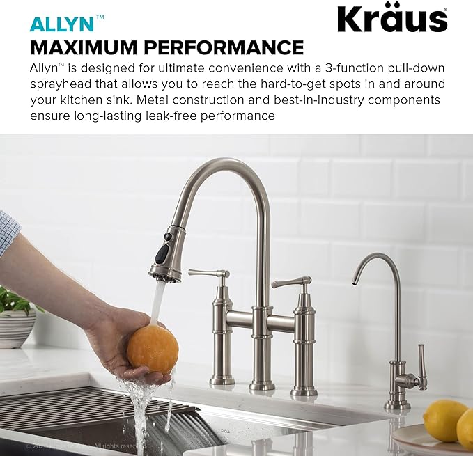 KRAUS Allyn Transitional Bridge Kitchen Faucet - Image 5