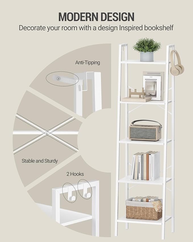 Ladder Shelf, Bookshelf Bookcase, Freestanding Corner Storage Shelve - Image 5