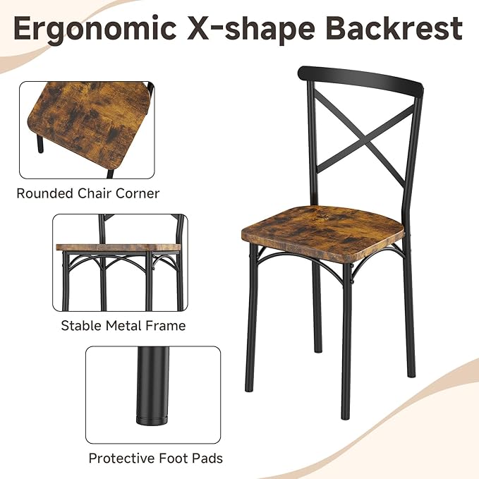 7-Piece Dining Table with Chairs Set, Rectangular Metal Frame Table with 6 - Image 4
