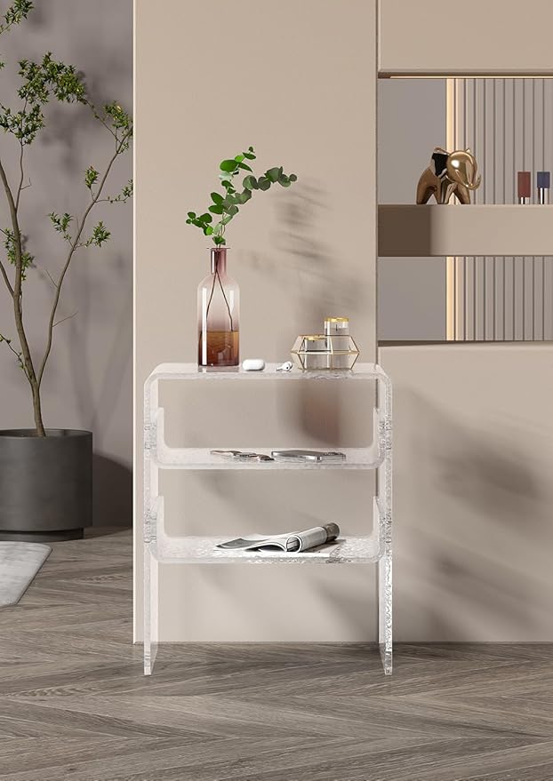 Clear Acrylic 3-Tier End Table/Nightstand – Sleek Bedside Storage - Image 5