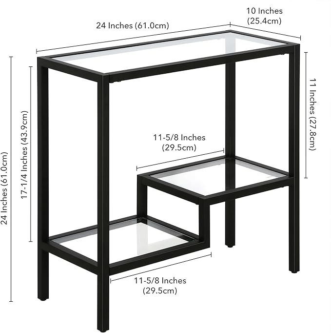 Henn&Hart 24" Wide Rectangular Side Table in Blackened Bronze, Table - Image 3