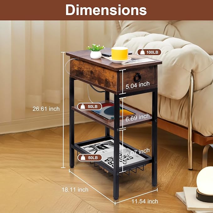 Skinny End Tables with USB Ports and Outlets - Image 5