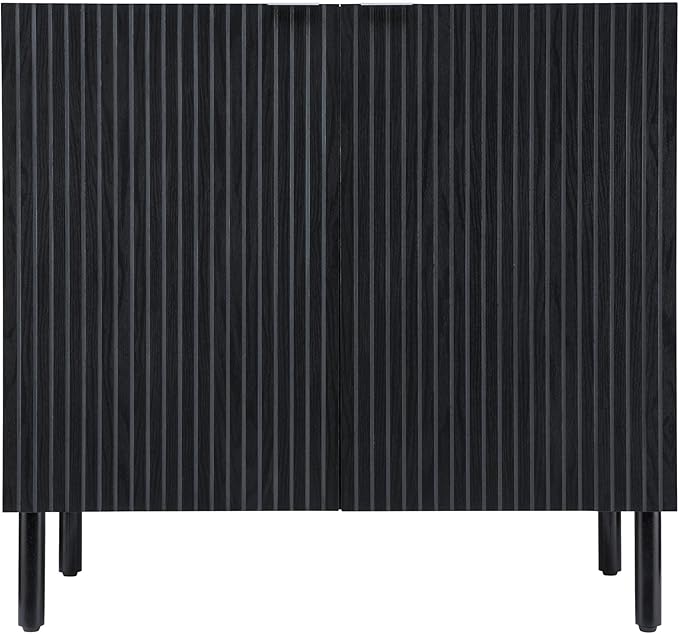 Sango Merk 2-Door Cabinet, Modern Black Storage Cabinet - Image 4