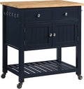 OSP Home Furnishings Stirling Farmhouse Kitchen Cart, Rolling Storage Cabinet by OSPHomeFurnishings