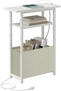 Narrow Side Table with Charging Station, Small End Table by Unknown