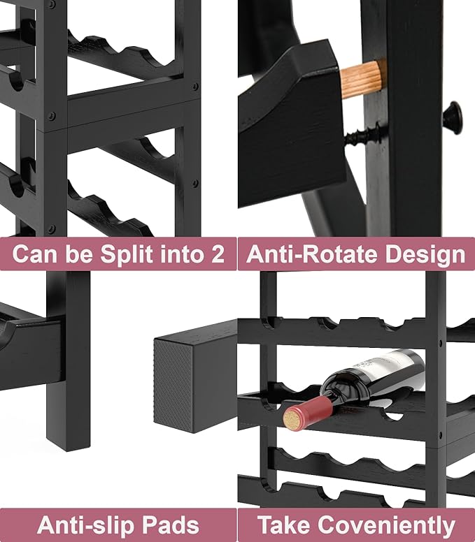 6 Tier Wine Rack Freestanding Floor, 24 Bottles Wine Storage Shelves - Image 5